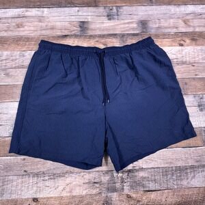 Brooks Brothers Mens Swim Trunks Seersucker Navy Blue XXL Mesh Lined Drawstring
